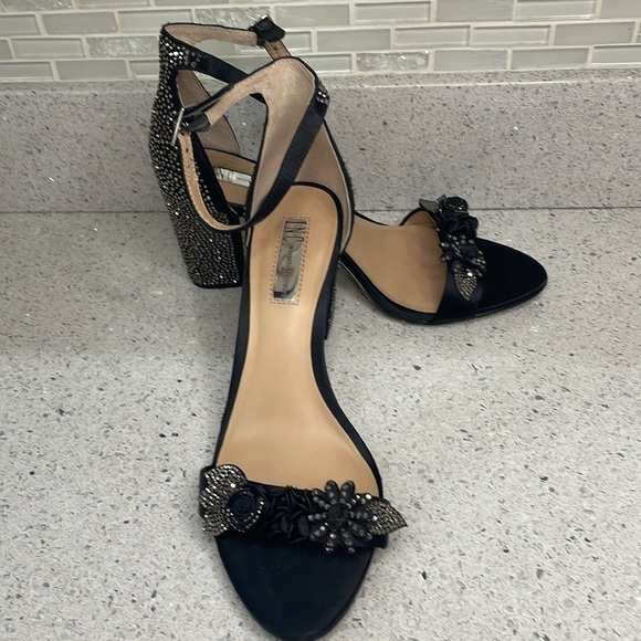 INC Size 9 International Concepts Elegant Black Embellished Women's Block Heels - Picture 2 of 10